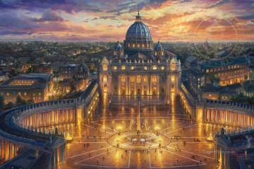 Landscapes Painting - Vatican Sunset TK cityscape